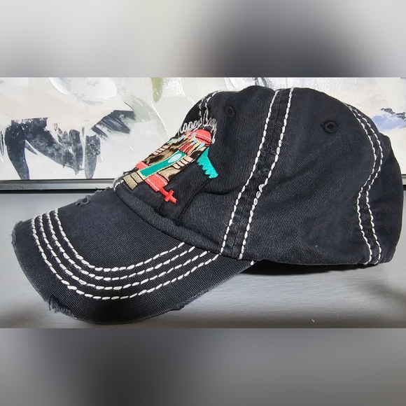 Distressed 1st Edition Black HAPPY CAMPER Adjustable Cap/Hat - Picture 4 of 8